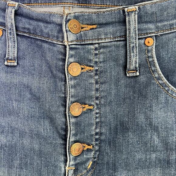 Madewell Womens Cali Demi-Bootcut Jeans Blue Sz 30 Button Fly Raw Hem Boho Ankle - Picture 5 of 13